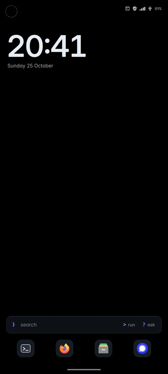 ghost home screen, captured on the phone